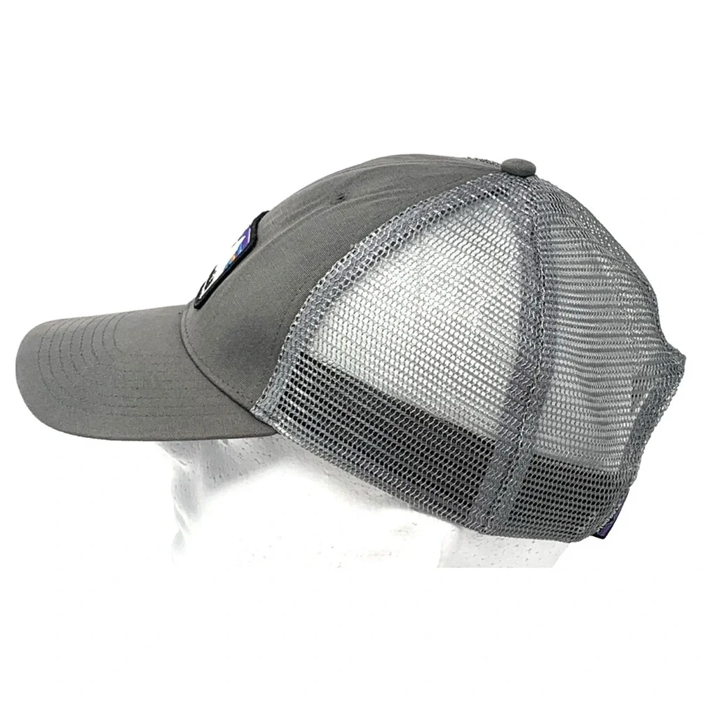Patagonia Men Cap Hat Trucker Baseball Dad Gray Mesh Cap Snapback Patch Logo - Picture 3 of 12